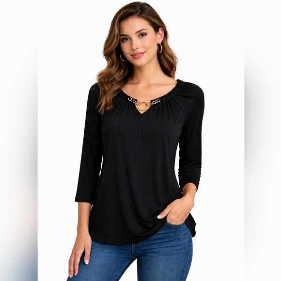 Dana Buchman Tops - Dana Buchman Black Chain Detail Top – Size Small – NWT